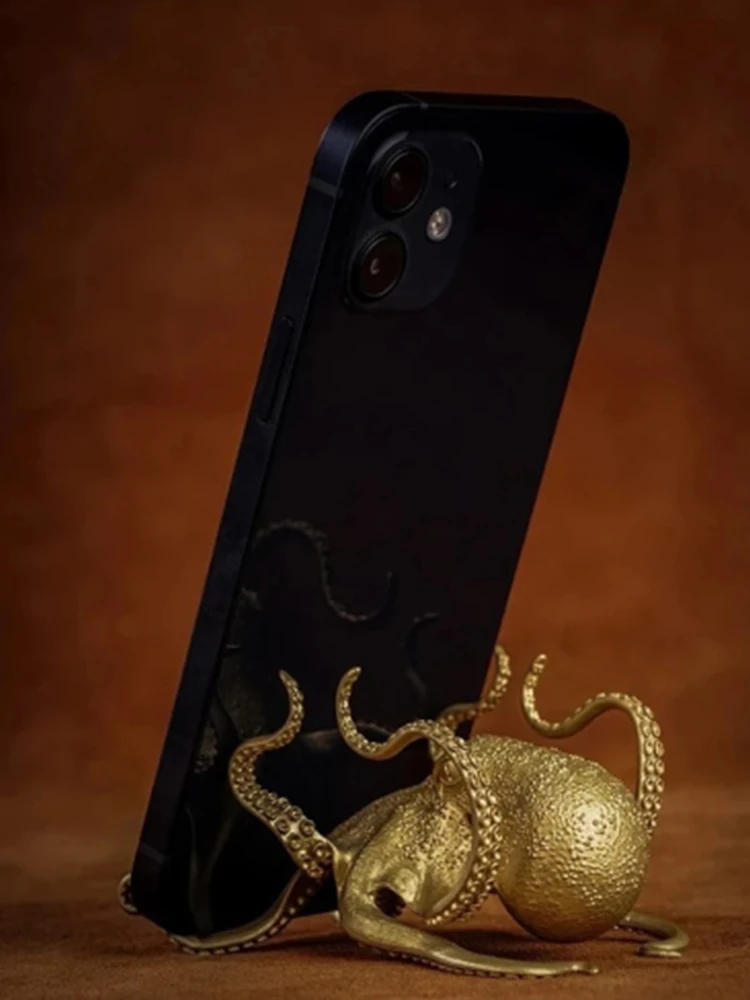 

Octopus Mobile Phone Holder Golden Octopus Shape Cell Phone Holder Desk Phone Stand Artwork Devilfish Desktop Decoration Decor