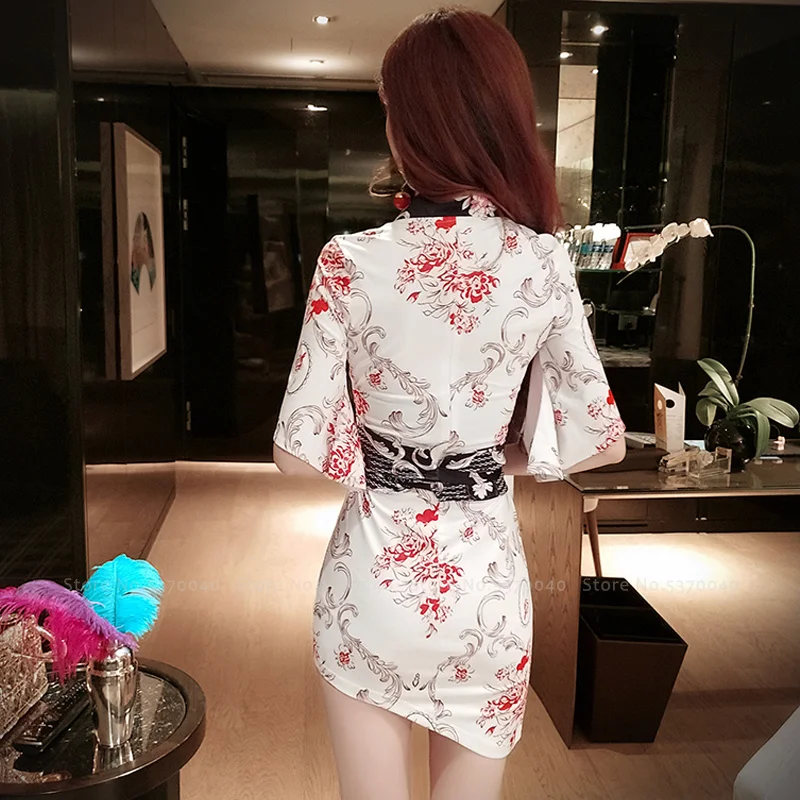 Японское кимоно для женщин сексуальные купальники в стиле ретро с V-образным