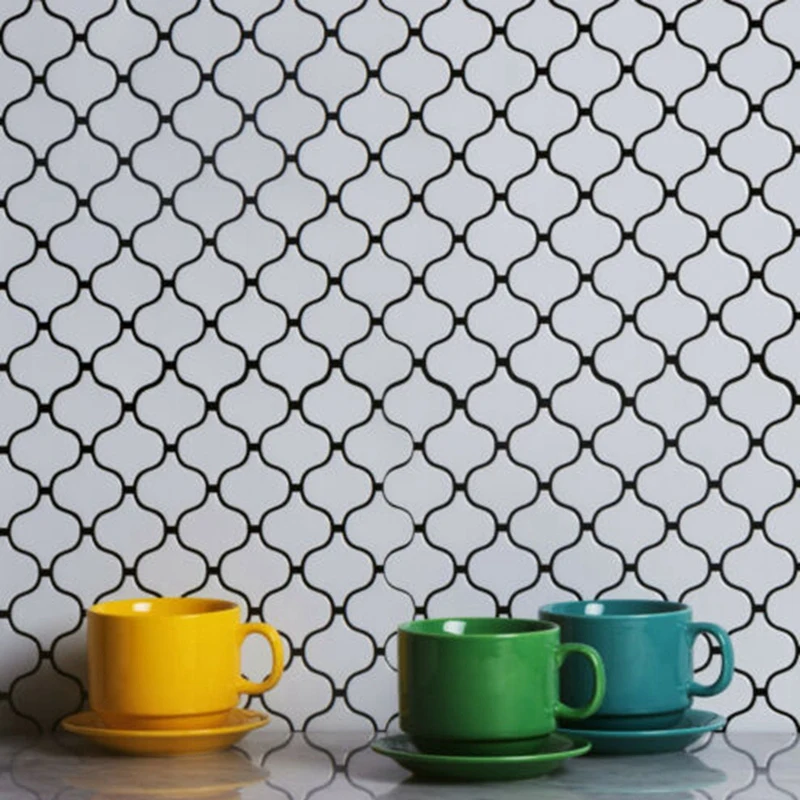 3D самоклеящаяся мозаичная настенная плитка наклейка белая арабика стильная