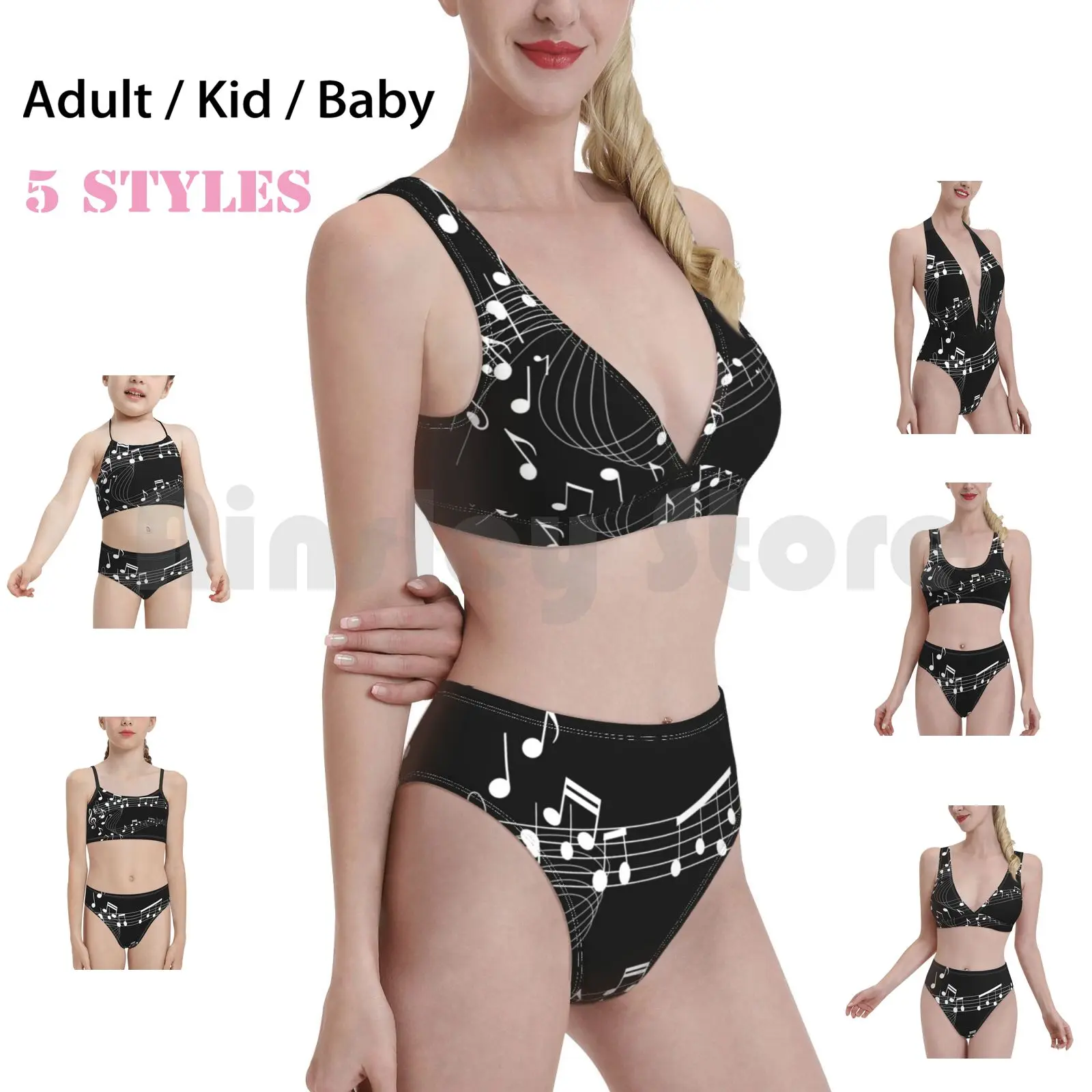 

I Love Music Swimsuit Bikini Padded High Waist Celebrate Musicians Music Rhythm Soul Blues Jazz R B Verse Tight Beat