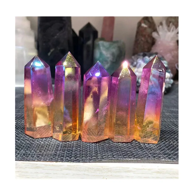

Natural Aura Clear Quartz Wand Point Crystal Healing Stones For Sale