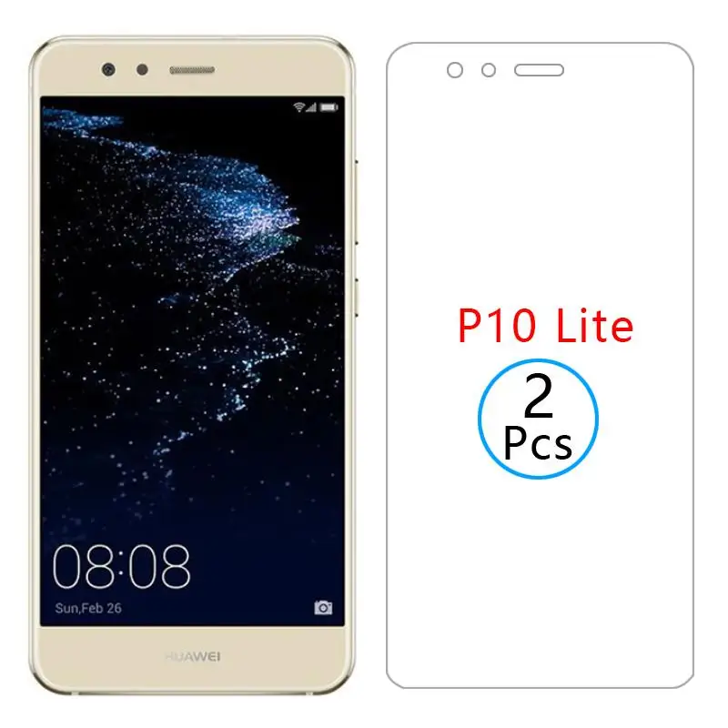 

2pcs protective glass for huawei p10 lite screen protector tempered glas on p 10 light p10lite film huawey huwei hawei huawi hd