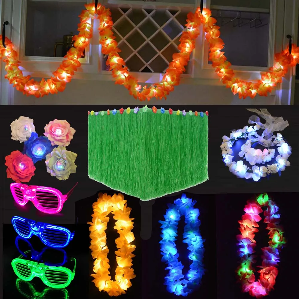 Светящаяся подсветка Гавайская люая светодиодная заколка для волос Брошь Цветок