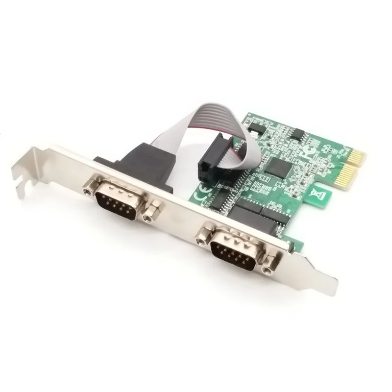 

PCI-E до 2 DB9 карты PCIe9-pin последовательный порт RS232 связи Последовательный порт карты DB9 последовательный порт расширения PCIE 2 серийный номер карты