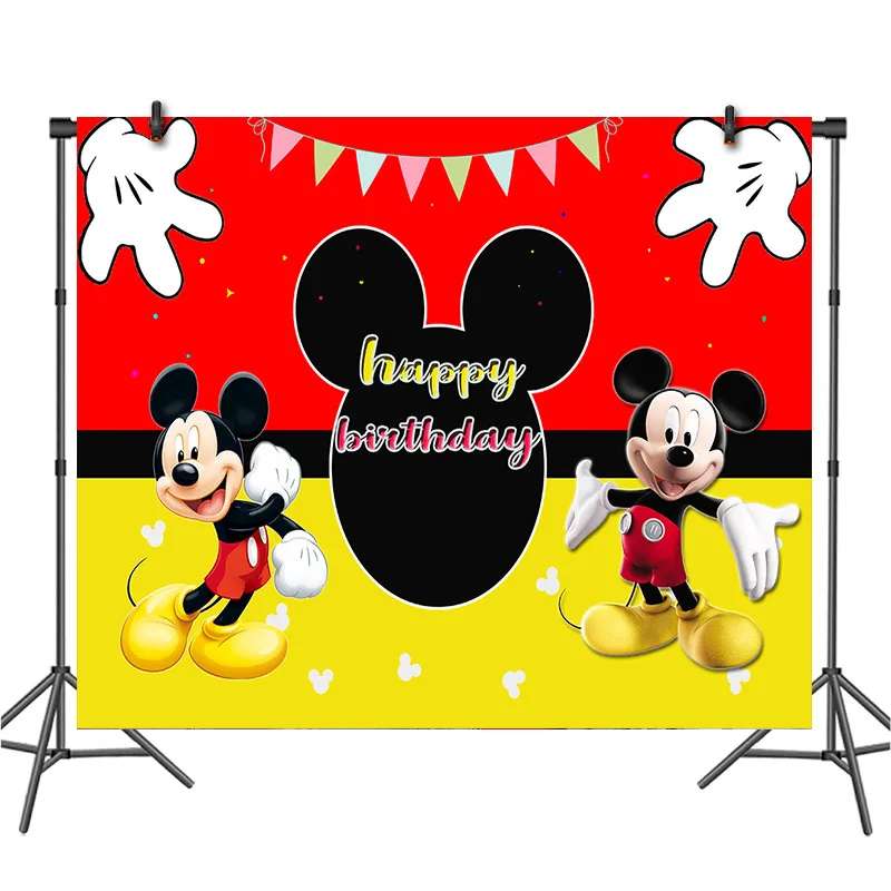 Фон для детской фотосъемки с изображением мультфильма Диснея Микки Минни