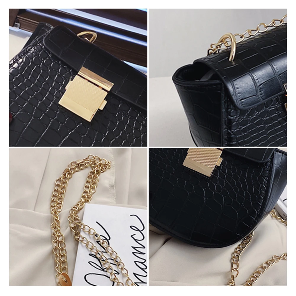 Женская сумка через плечо из мягкой искусственной кожи с крокодиловым узором и