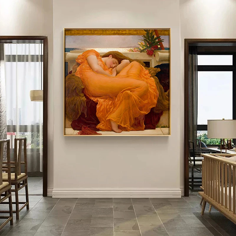 Знаменитая живопись холст картина маслом Фредерик Лейтон Пламя июня