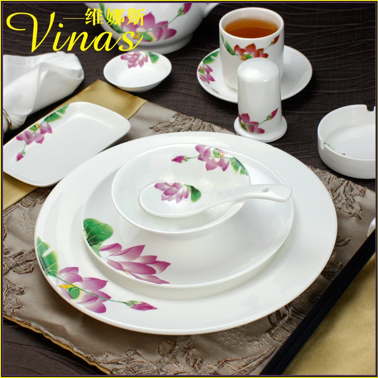 Европейский стиль керамический набор посуды Золотая инкрустация фарфоровая