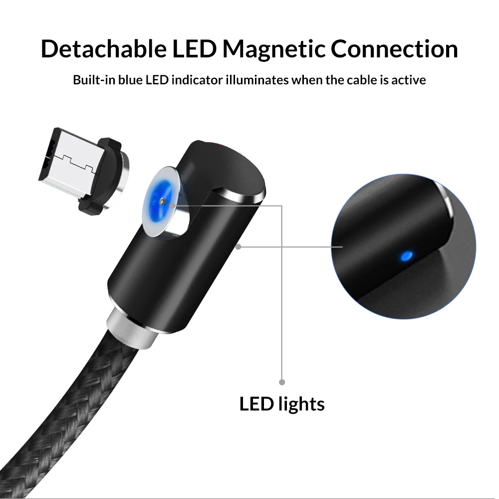 Магнитный usb кабель Moucit 2 м AM51 90 градусов для iPhone 11 Pro Xs Max магнитный Micro USB Type C Samsung