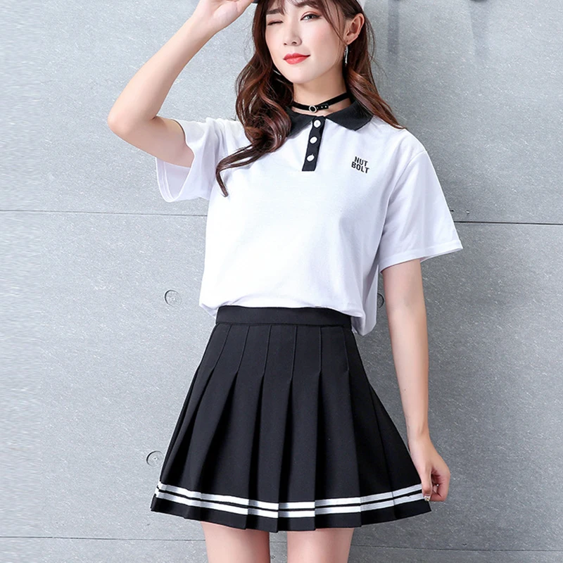 Модная Мини плиссированная танцевальная юбка Студенческая бейсбольная