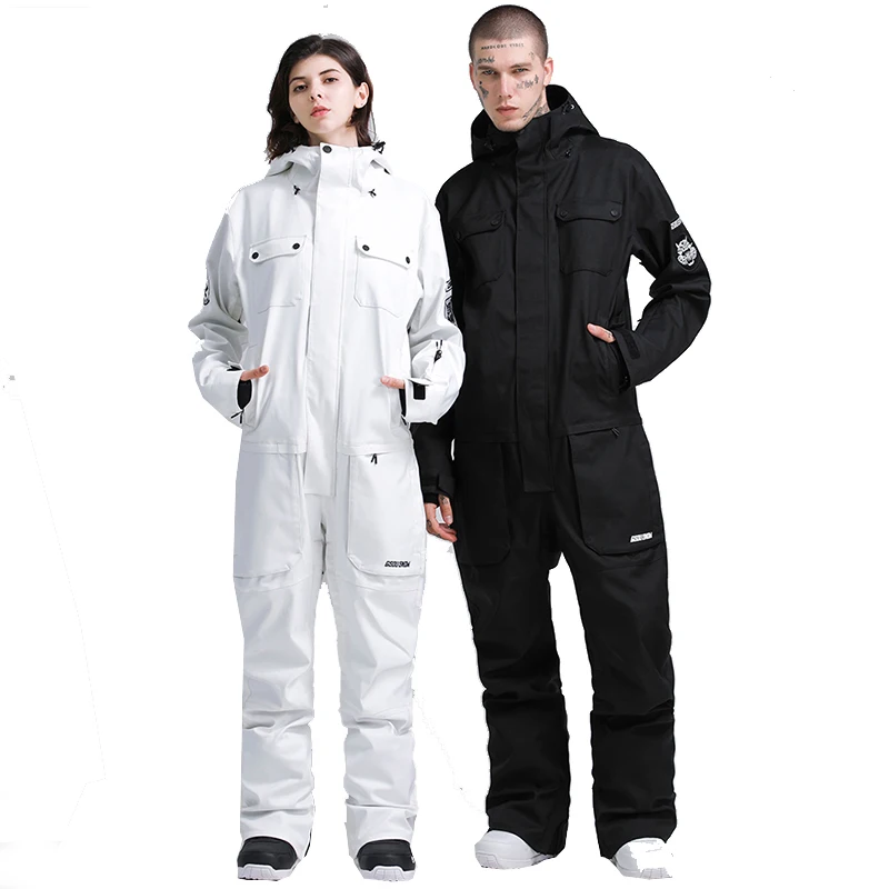 GSOU Снежный женский мужской лыжный костюм цельный пара комплект