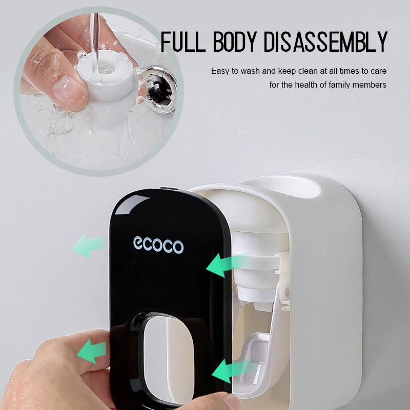 Bathroom Accessories Set Automatic Toothpaste Dispenser Dust-proof Toothbrush Holder Wall Mount Squeezers Black/gray | Дом и сад