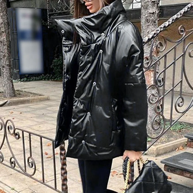 

Women Winter Trench Coat Warm Cotton Coat Solid Color Lady Lace Up Fashion Outwear