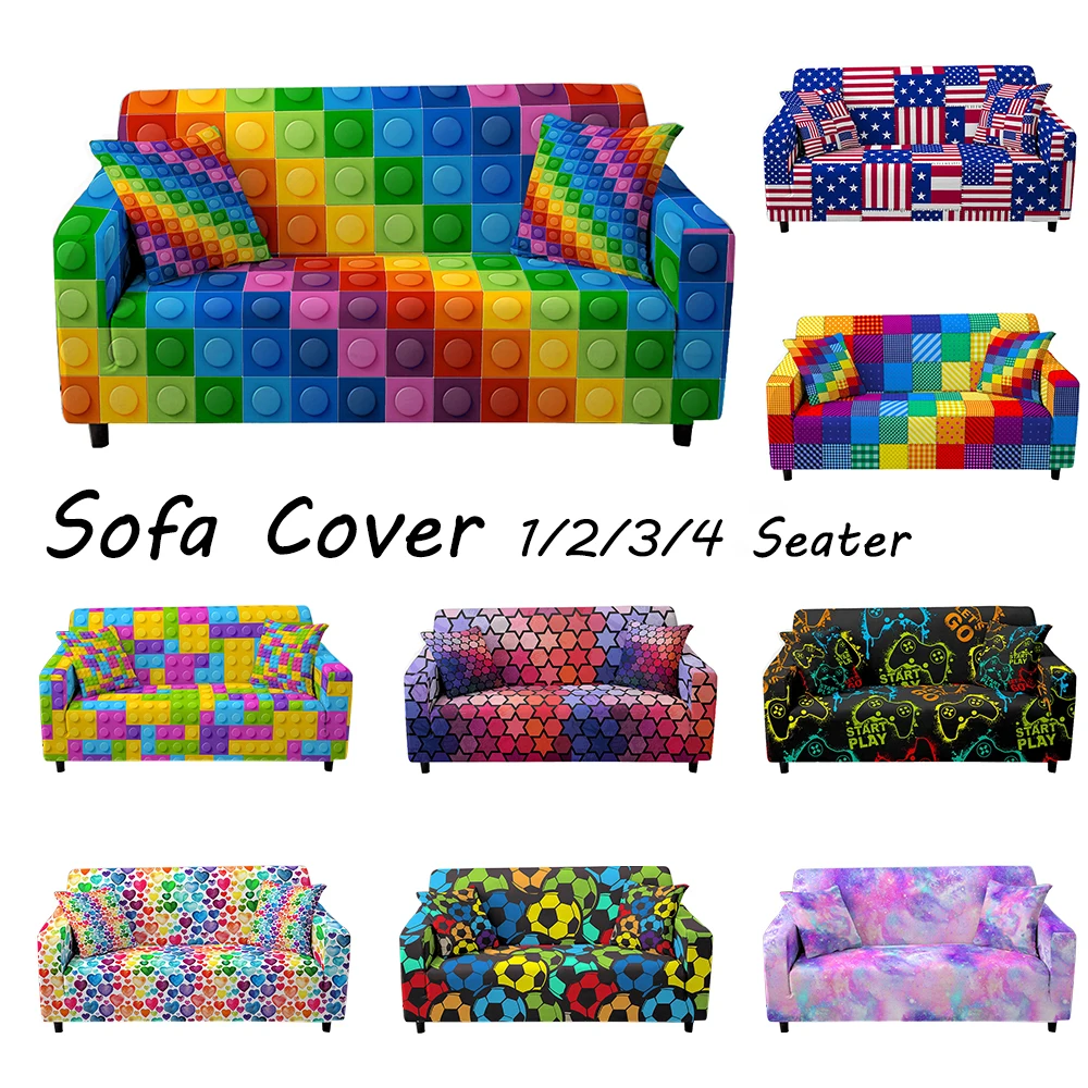 Разноцветные геометрические эластичные Чехлы для дивана в гостиную, секционный растягивающийся чехол для дивана, чехол для дивана, для влю...