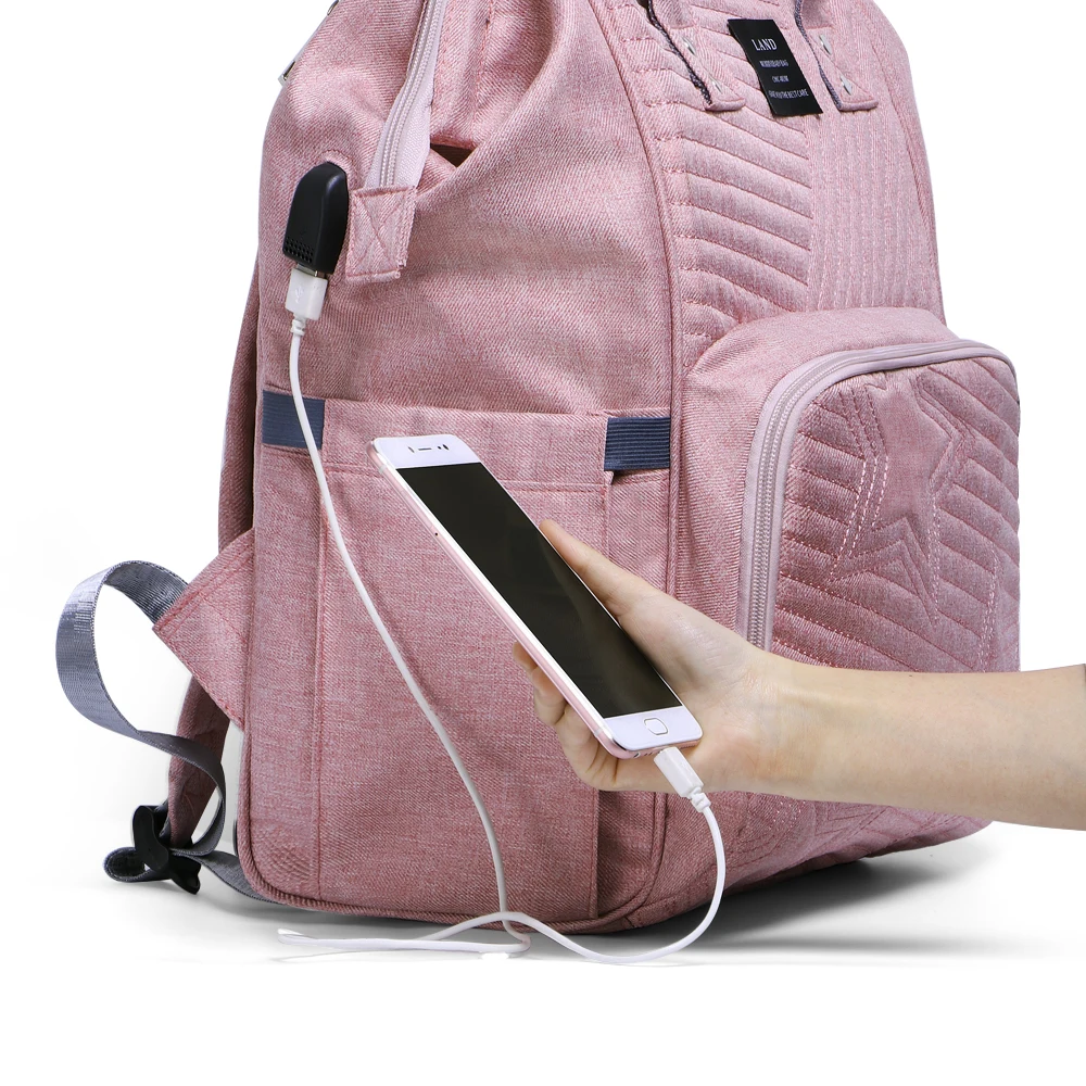 Новые сумки для подгузников LAND Mommy вместительные дорожные Landuo мам с USB кабелем