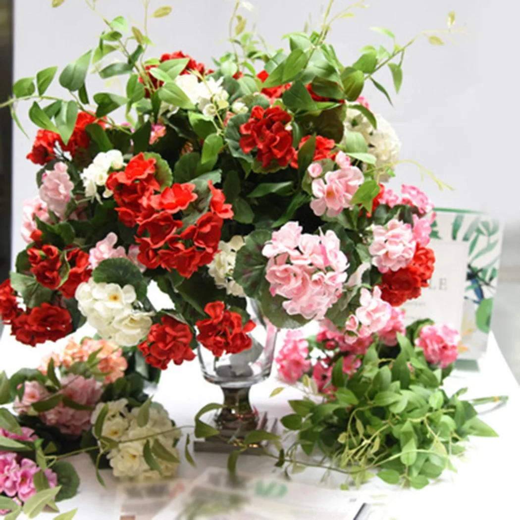 Artificial Geranium Red Pink Flowers Plant Plants Flower Decorative Arrangements For Photographic Sets | Дом и сад