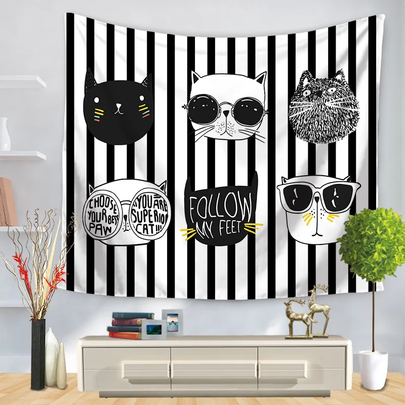 С животным принтом настенный гобелен с черно-белым фоном ткань всюду ковёр висит