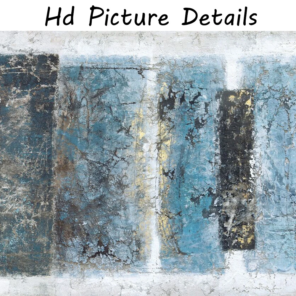 

Abstract Blue Golden Painting on Canvas Nordic Poster and Print Wall Art Picture for Living Room Interior Home Decor No Frame