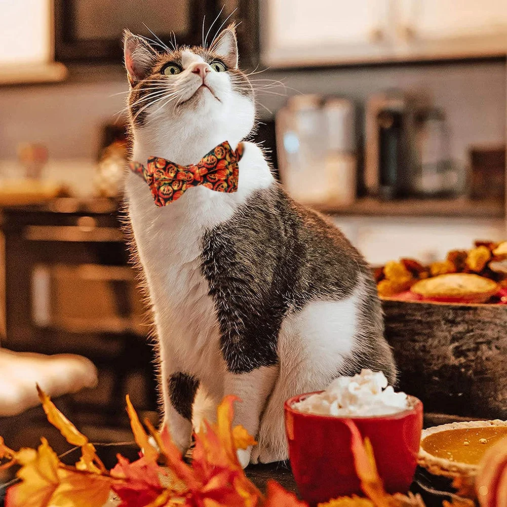 

Pet Cat Dog Bowtie Ties Halloween Dog Bowties Accessories Pumpkin Ghost Puppy Dog Bowtie Collar Pet Holiday Pet Product