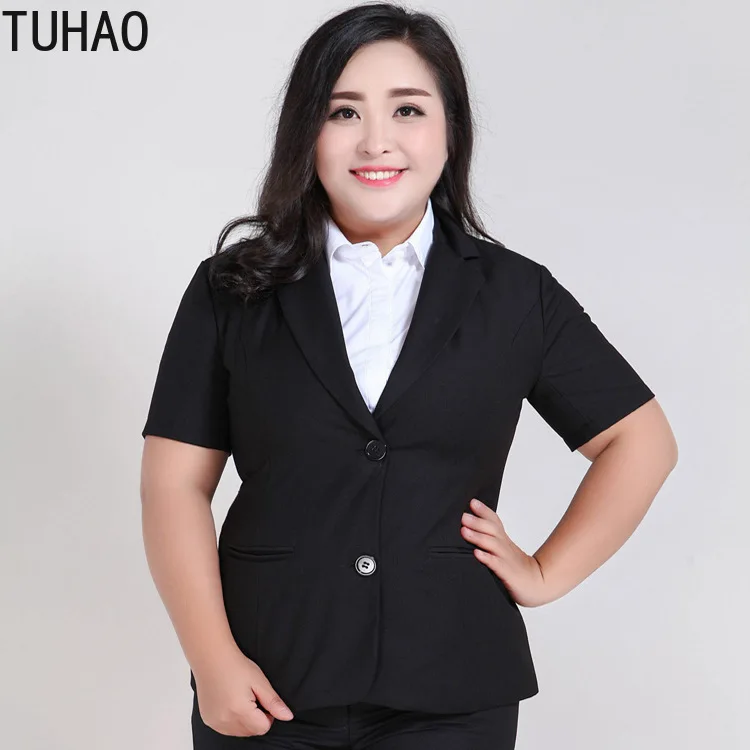 Женский офисный Блейзер TUHAO черный блейзер с короткими рукавами размера плюс 9XL 8XL