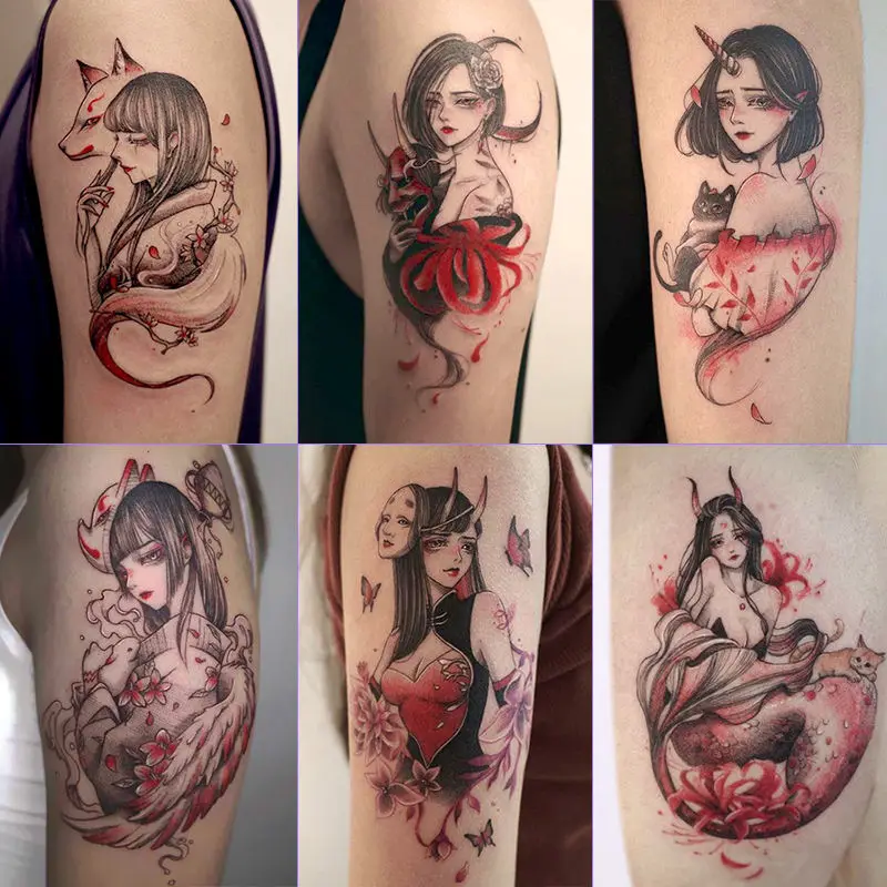 9 шт. водостойкие временные тату-наклейки Русалка хиганбана | Красота и здоровье