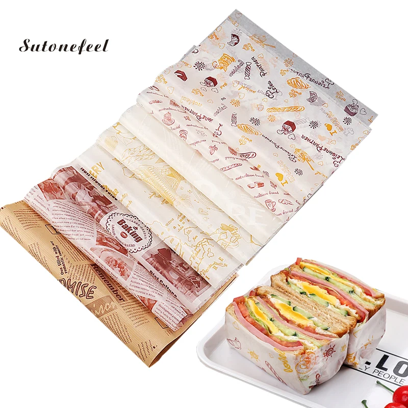 100 шт. воск Бумага для сэндвича продукты упаковки выпечки смазка упаковочная