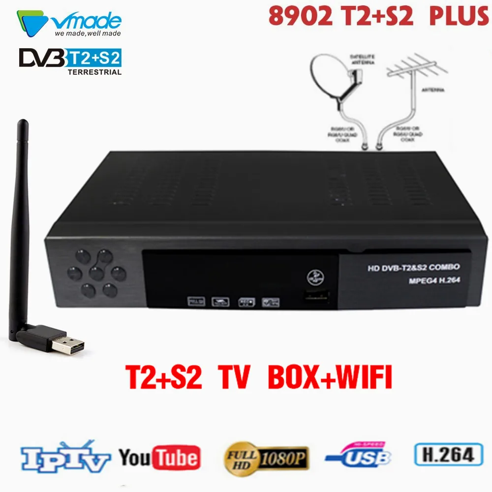 Vmade DVB-T2 DVB-S2 цифровой спутниковый эфирный ресивер комбо HD dvb t2 s2 ТВ коробка H.264 MPEG-4 1080p стандартная телеприставка