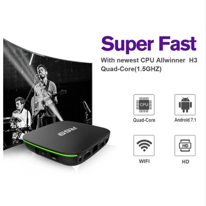 ТВ-бокс Smart Android 7,1 телеприставка 1 ГБ 8 ГБ Allwinner H3 четырехъядерный 2,4G Wifi телеприставка 1080P HD Поддержка 3D медиаплеер