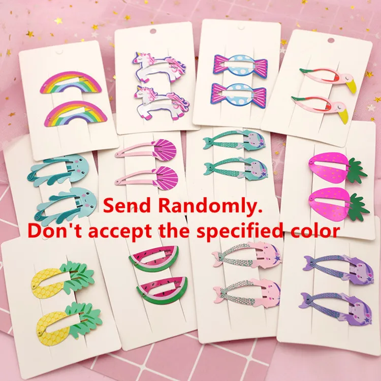 Random 1 pair 2/5 шт./набор, Детские милые повязки на голову с изображением совы, милые заколки для волос с рисунком единорога для девочек, заколки для волос, Детские милые повязки на голову - Цвет: Random 1 pair