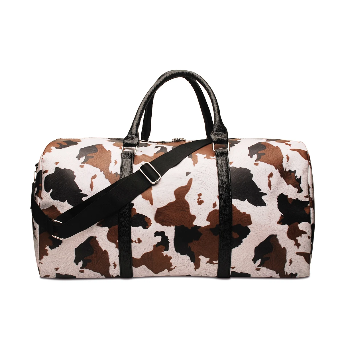 

1 PC Sample Duffle Wholesale New Arrival Personalized Woman Gift PU Leather White Leopard Weekender Tote Bag for Travel DOM1065