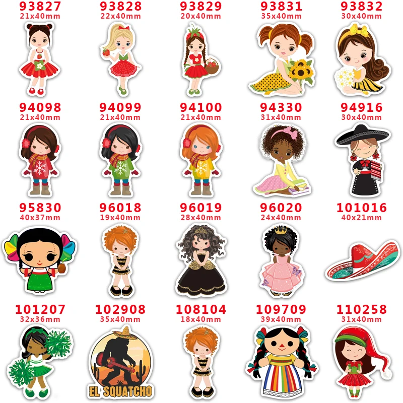 

30 штук Мексиканская девочка печатная плоская смола форма для DIY крафт принадлежности Cricut декоративные аксессуары. PR-93827