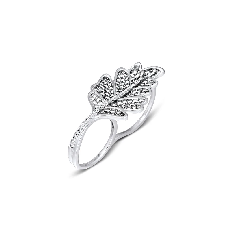 CKK кольцо Дубовый Лист двойные кольца для мужчин и женщин Anillos Mujer серебро