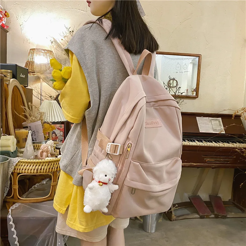 

Schoolbag Korean high school students' large capacity solid color simple backpack college students' backpack men