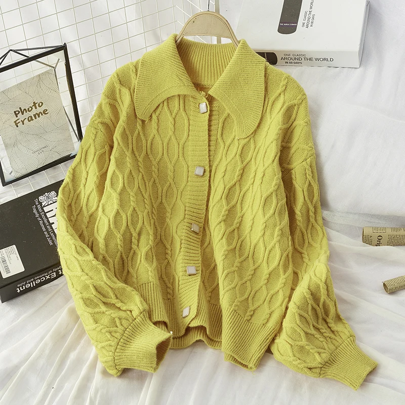 Фиолетовая куртка свитер женские вязаные жакеты пальто вязаная зимняя верхняя