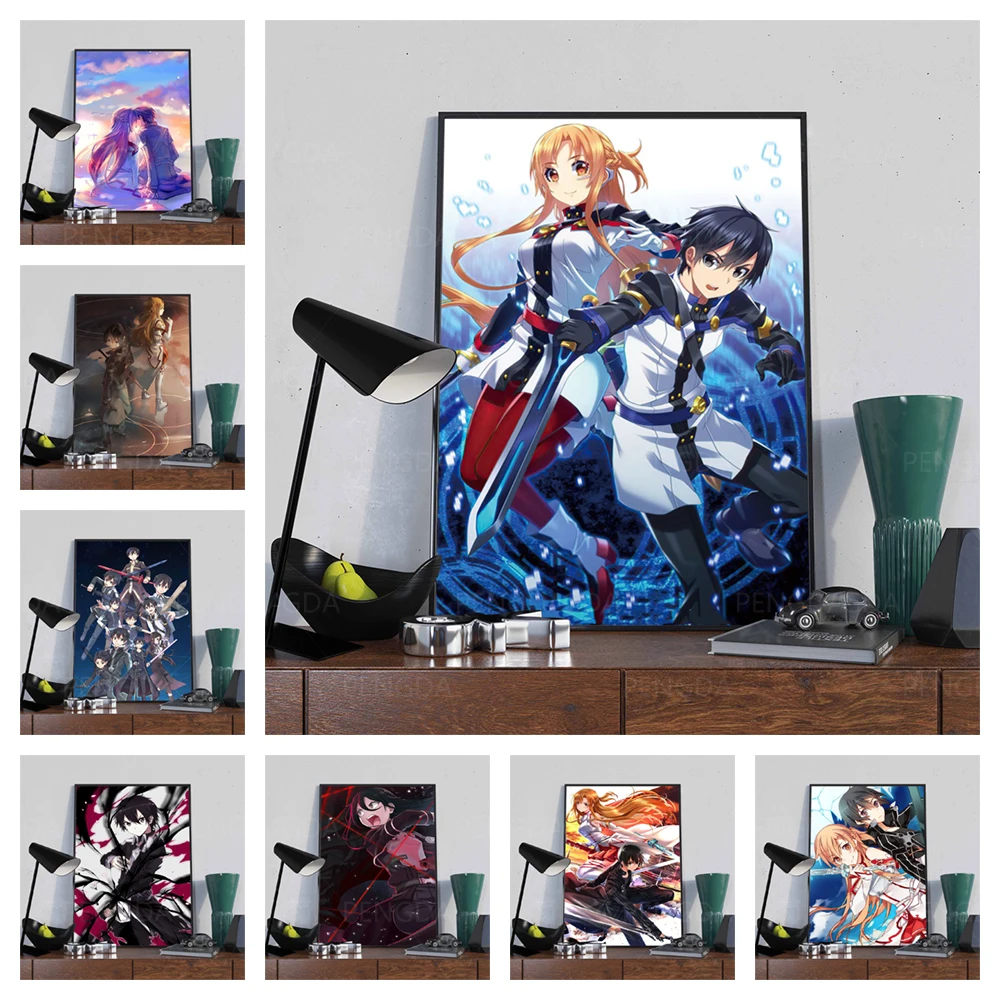 

Modular Pictures Sword Art Online Canvas Painting Wall Art Posters Japanese Anime Print Modern Living Room Home Decor No Frame