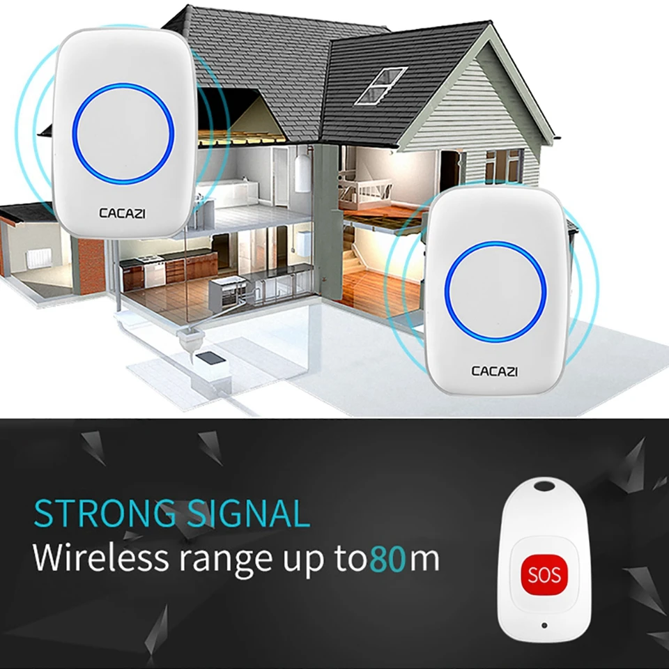 CACAZI Smart Home Беспроводной пейджер дверной звонок старика Аварийная сигнализация