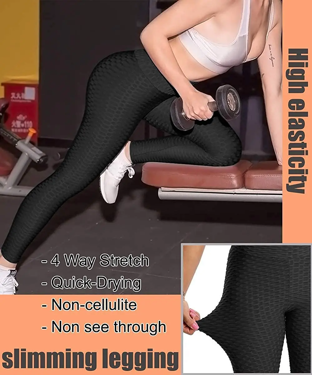 Женские эластичные штаны для йоги с эффектом пузырьковой текстуры|Штаны йоги| |