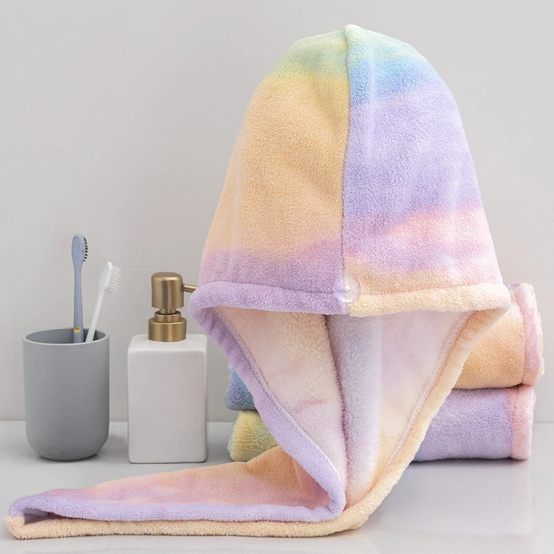 

Полотенце для волос из микрофибры, быстросохнущее банное полотенце радужных цветов для взрослых и детей, Мягкий головной убор, поглощающий ...