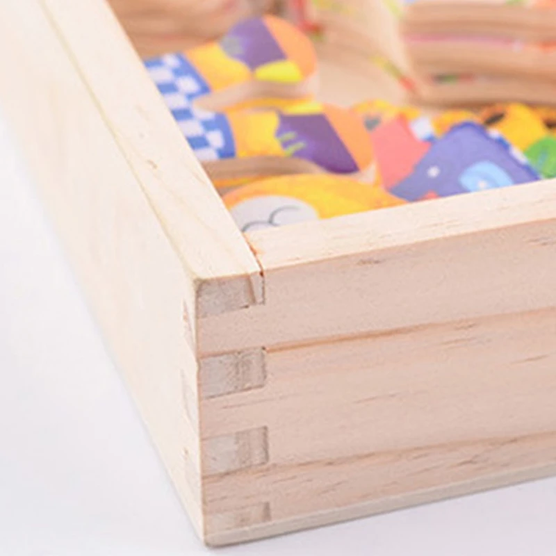 

Little Bear Changing Cloth Puzzle Set Baby Cartoon Puzzles Toys Wooden Box 54DA