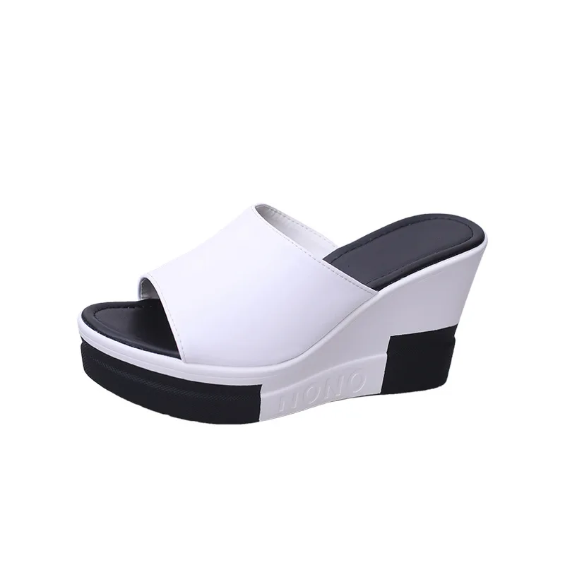 

New Women Sandals 2021 Summer Genuine Leather Shoes Woman Flip Flops Wedges Fashion Platform Female Slides Shoes Peep Toe