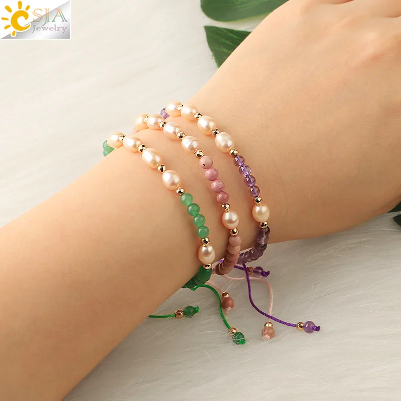 Браслет женский из натурального камня с кристаллами CSJA черный обсидиан |