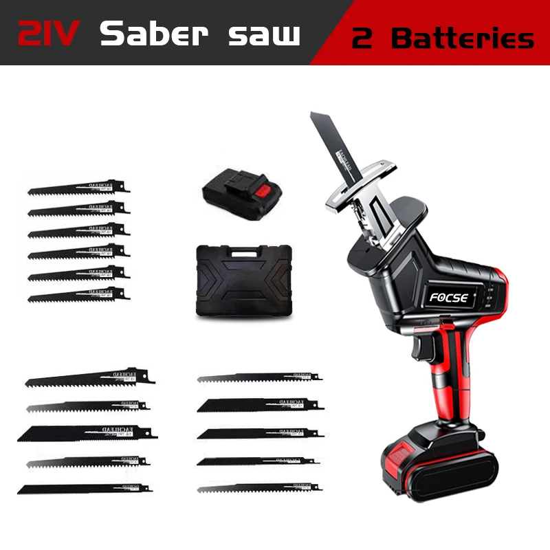 

21V Cordless Reciprocating Saw Adjustable Speed Electric Saw Saber Portable for Wood Metal Cutting Hand Saw for Metal Cutting
