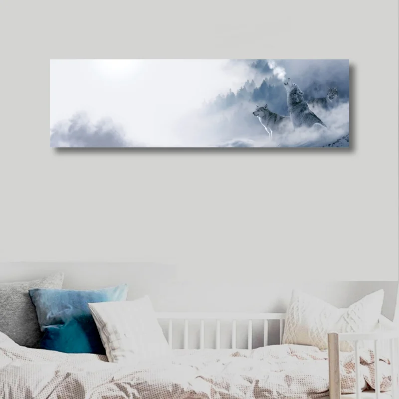 Conisi скандинавский снег Горный пейзаж холст живопись Снег Волк печать настенный
