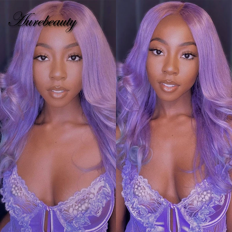 

Светильник-Лавандовый фиолетовый красочный 13x 4 кружевной передний парик Волнистые цветные синтетические волосы фронтальный парик Preplucked К...