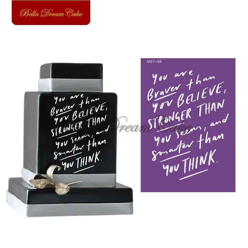 Вдохновляющие цитаты сетчатые трафареты с надписью для торта помадка ткань