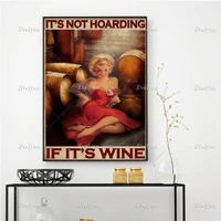 girl love wine retro poster its not hoarding if its wine wall art prints home decor canvas unique gift floating frame