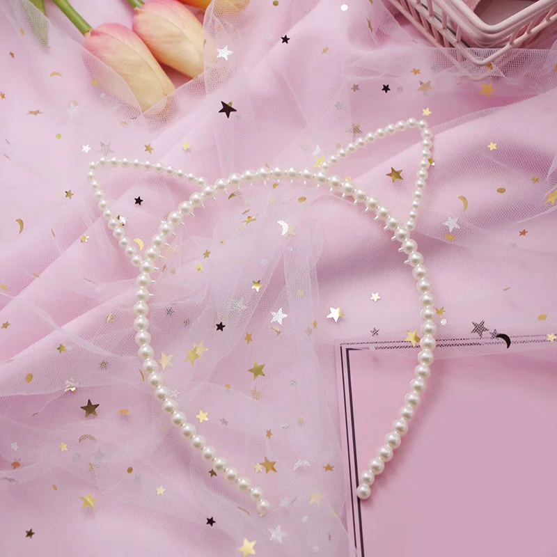 kids Pearl cat ears head bands fashion Lady Girl Hairband SexySelf Headband birthday party Hair Accessories for Women hoop |