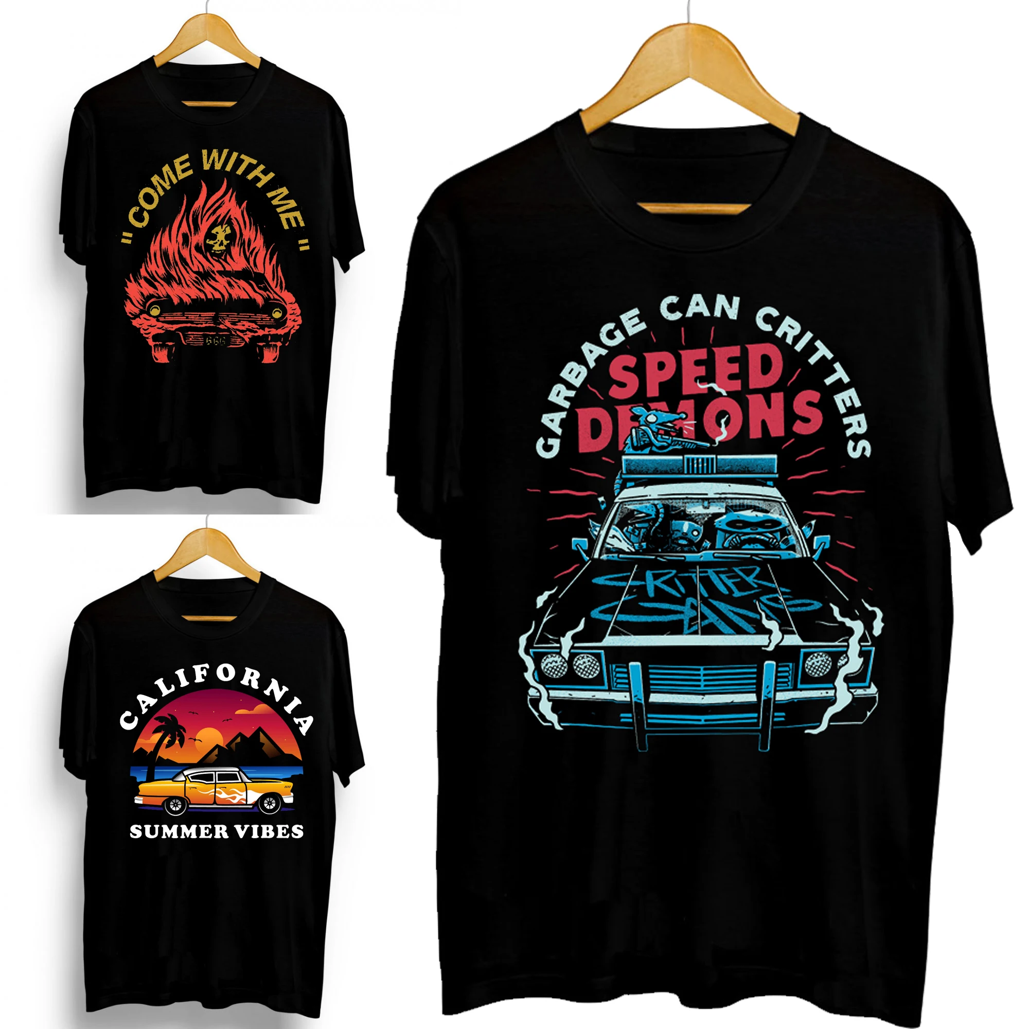 

Funny Car Illustration Printing Rock T Shirt Men Casual Harajuku Tees Oversize Male T-Shirt Summer 2021 Man Punk Hip Hop Clothes