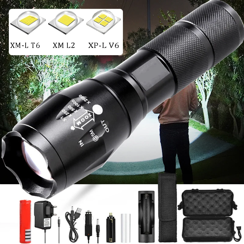 

Most Powerful Led flashlight Ultra Bright linterna led torch T6/L2/V6 Zoomable Bicycle Light use AAA 18650 battery Waterproof