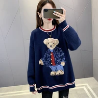new fashion 2021 women autumn winter bear sweater pullovers casual warm female knitted cartoon sweaters pullover lady shrugs